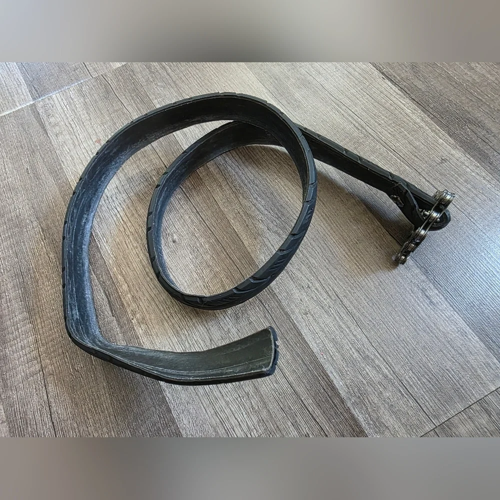 Boho Upcycled Bike Tire Belt Artist Black Rubber Grunge Punk Goth Bikercore